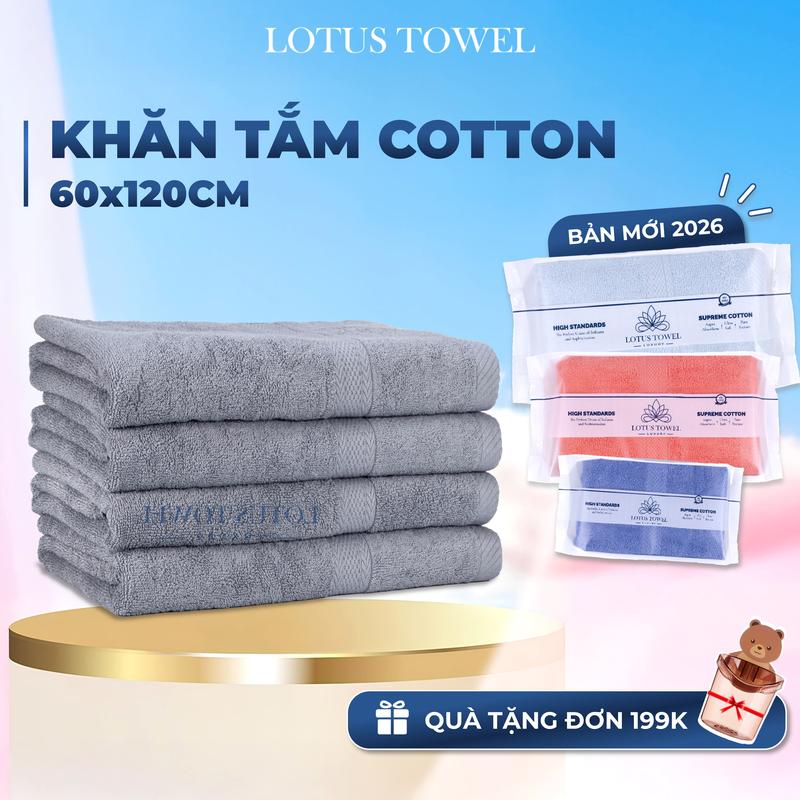 Khăn Tắm 60x120cm LOTUS Hoàn Toàn từ Cotton Cao Cấp Mềm Mịn, Thấm Hút, Không Ra Màu