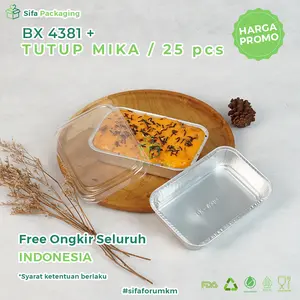 Alumunium Foil Tray BX 4381 + Tutup Mika Macaroni Schotel Lasagna Mentai Rice Dimsum Mentai Pastel Tutup