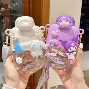 Botol Minum Anak Motif Karakter Botol Minum anak lucu Sanrio Melody Kuromi Cinnamoroll 550ml Sedotan Tali Bottles Kitchenware Water