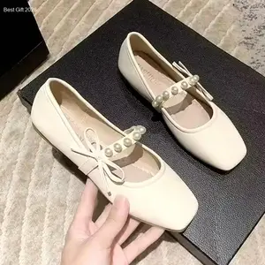 COQOMELOW SEPATU FLAT SHOES SLIP ON BALET WANITA TALI MUTIARA THALIA | Hot Item