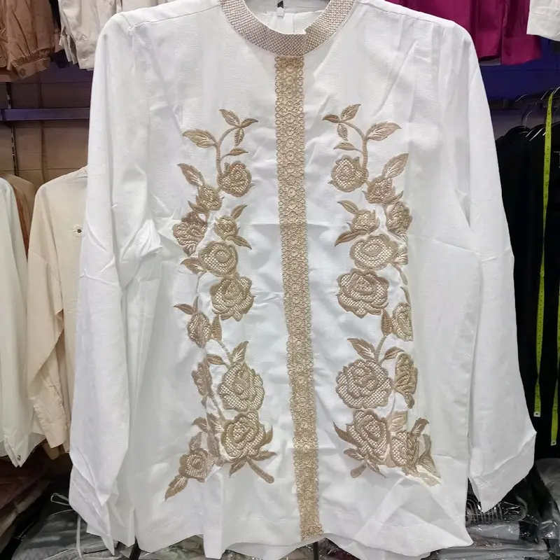 Atasan putih renda bordir bahan katun wanita 2