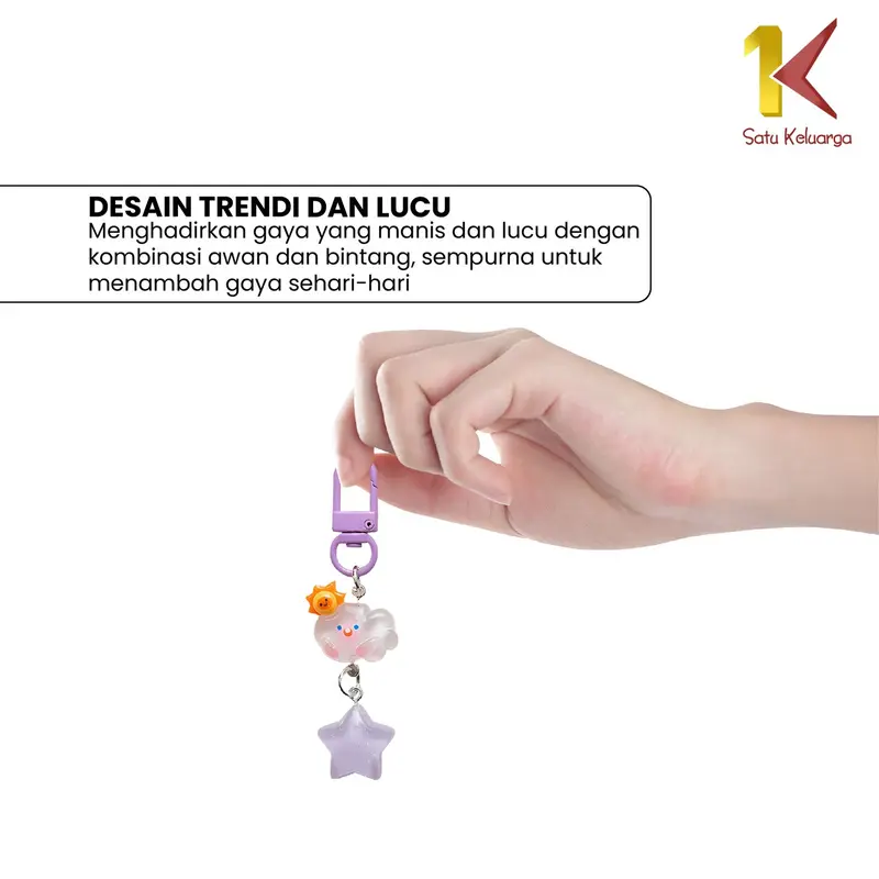 [COD] SK C1160 Keychain Gantungan Kunci Awan Bintang Kilat Lucu 3