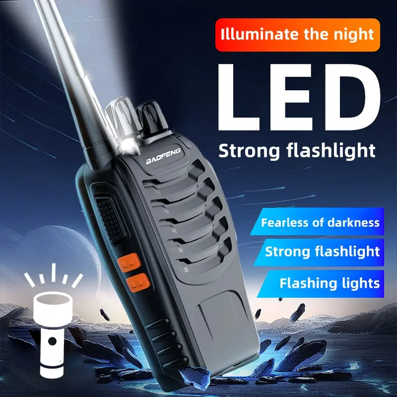 BAO FENG  BF 888S 2unit walkie-talkie Ht 16 channels VOX No need to press PPT Jarak jauh 10KM UHF 400-470mhz 4