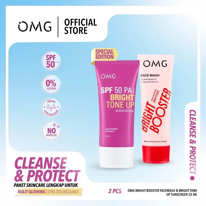 OMG Oh My Glow Bright Booster - Cleanser & Sunscreen - Facial Wajah 0