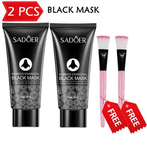 2 Pcs Masker Wajah Komedo Black Mask Free Kuas Masker