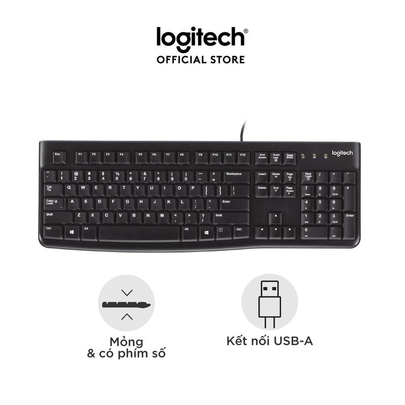 Bàn phím có dây Logitech K120 - Bền bỉ, chống tràn, kích thước đầy đủ, có phím số ban phim may tinh ban phimgiare