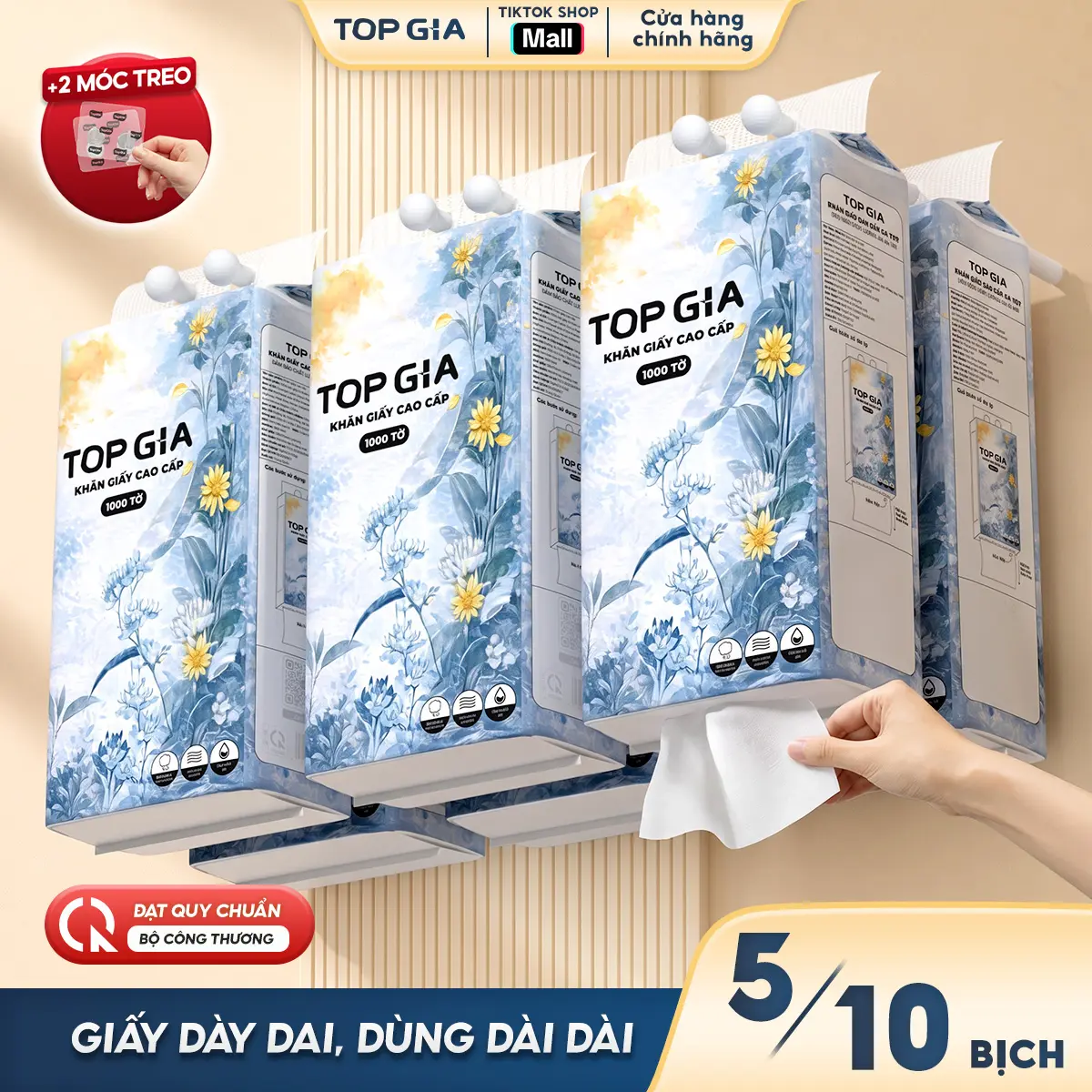 [GIÁ XẢ KHO] Thùng 5/10 bịch Khăn Giấy Rút Đáy Mộc An- 1000 TỜ MỘC AN Dập Vân 4D - Tờ Dai - Giấy Mềm Mịn - Thấm Hút Tốt, KHĂN GIẤY CAO CẤP ĐẠT QUY CHUẨN CỦA BỘ CÔNG THƯƠNG VTG48