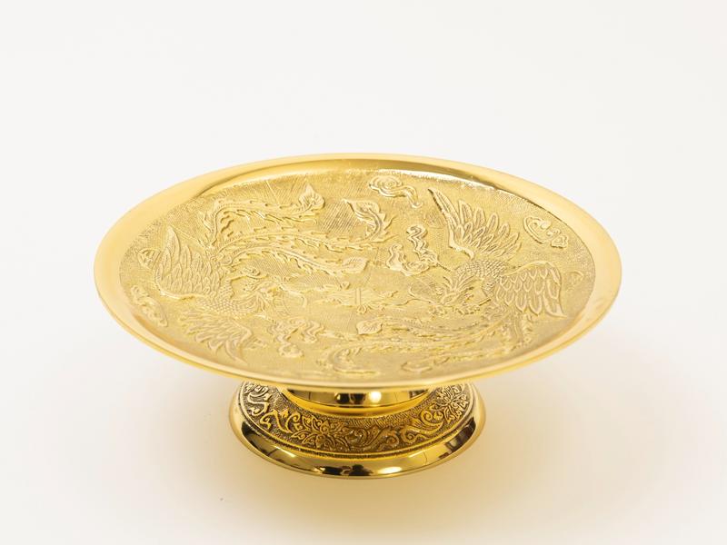 Dĩa Trái Cây Song Phụng Cao 7 x Rộng 21 Nặng 800g Bằng Đồng dùng Trong Thờ Cúng Thương Hiệu Thuận Phát Bảo Hành 5 Năm