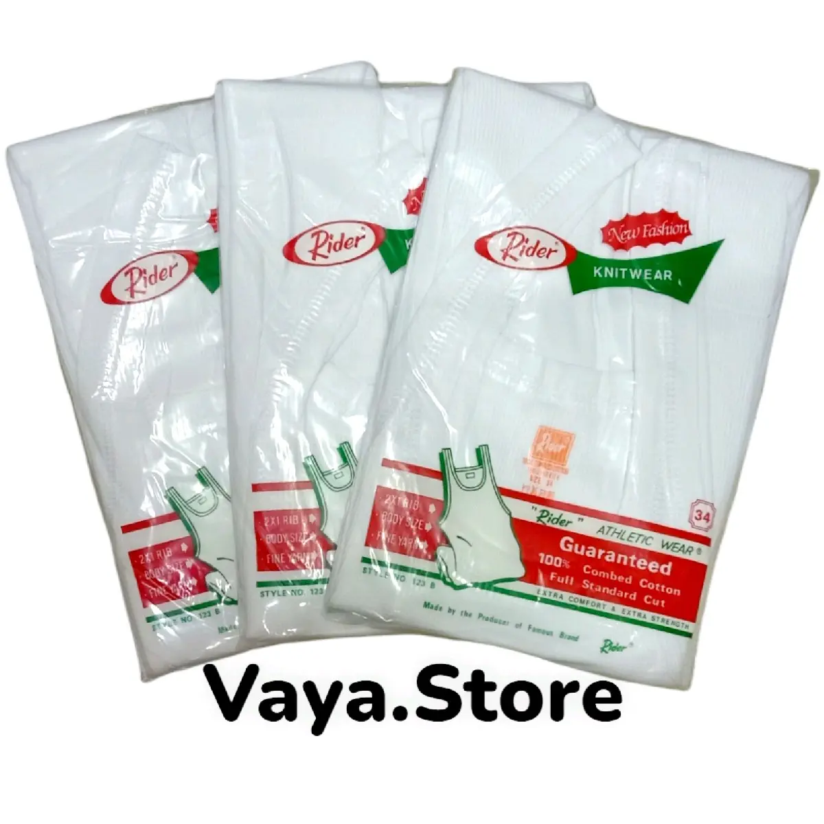 Singlet Pria Rider Putih Salur Bahan Katun 100% Nyerap Keringat - Harga Per 1 Pcs - Distro, Kaos