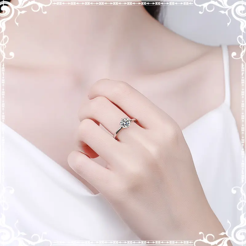COD Cincin berlian bercabang enam aksesori aanita  cincin wanita titanium Y22  Adjustable hadiah nikahan 1 karat 3
