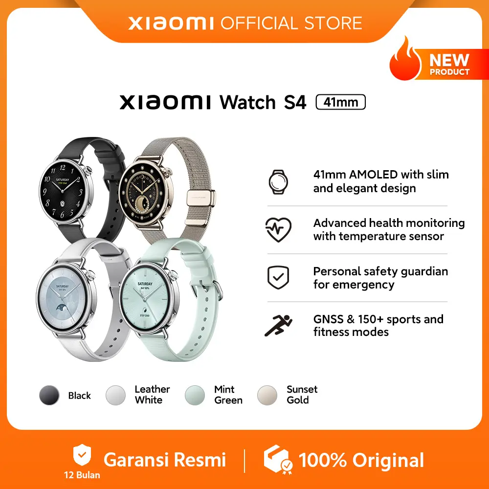 Xiaomi Watch S4 41mm | 41mm AMOLED with slim and elegant design | Advanced health monitoring with temperature sensor | Personal safety guardian for emergency | GNSS & 150+ sports and fitness modes [Official Store]