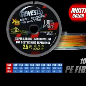 ◤New◢ Senar Pancing Pe Braid Genesis Duraking X8 100 Meter