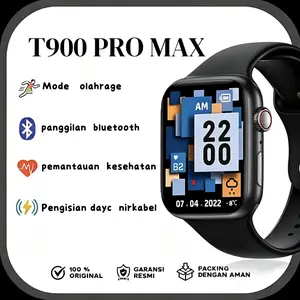 Smartwatch T900 Pro Max 2.01 Inch Jam Tangan Pintar Dynamic Island, Bluetooth Call & Music, Sports Health Monitor, IP67 Waterproof, Wireless Charging, Calculator with 1 Year Warranty