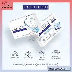 Softlens X2 Bening Exo Clear Minus -0.50 SD -10.00 Made In Korea By Exoticon Lensa Dia 14.2mm / Natural Soflens Magister Mystic Eyes Dubai