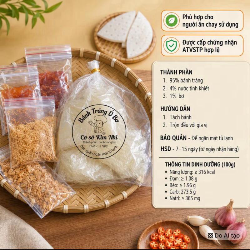 Siêu hot 300g bánh tráng ủ bơ tặng 4 gia vị ăn kèm- Ăn vặt khô( ăn chay dùng được )