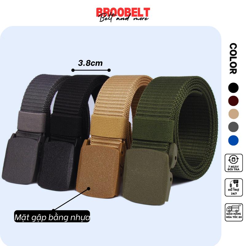  Thắt lưng dây nịt vải dù canvas mặt nhựa bản 3.8cm đơn giản có thể đi qua cửa từ cho nam nữ 