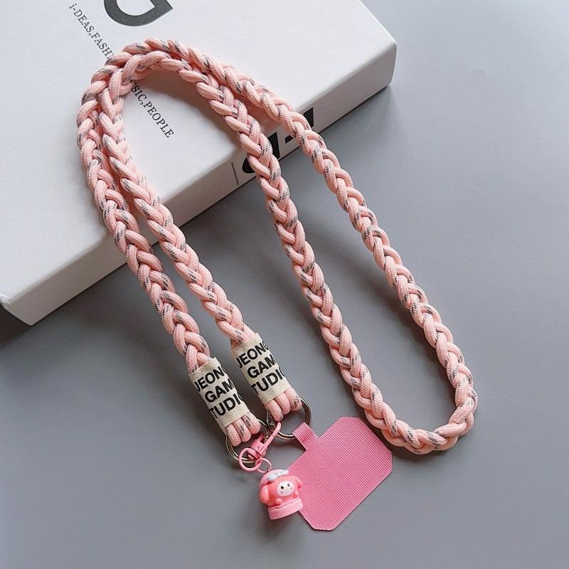 Product Introduction of Sturdy Hand Woven Mobile Phone Crossbody Lanyard Cellphone Strap with Cute Pendants Clip Card 9