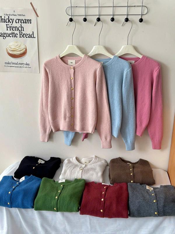   MỞ BÁN  DELIZ - Áo khoác len lông xù cổ tròn dài tay phối cúc nhiều màu basic CD103 