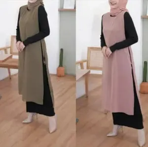 OUTER LONG VEST WANITA DEWASA CRINKLE POLOS TALI SAMPING/OUTER KONDANGAN PANJANG ROMPI VIRAL