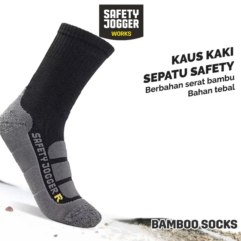Safety Jogger Works Kaos Kaki Safety Tebal Pria Jogger Socks Bahan Serat Bambu Nyaman & Lembut dengan Ventilasi dan Zona Peredam Goncangan 0
