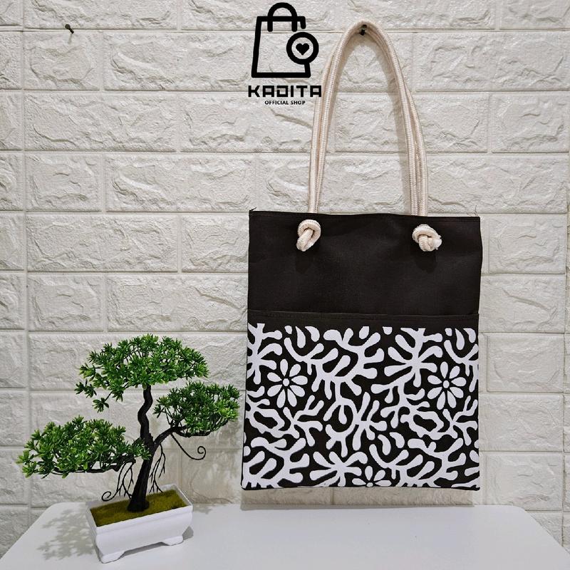 Kadita - Tas Wanita Tote Bag Motif Batik Alina Saku Tali Sumbu Kekinian Terbaru Estetik 1