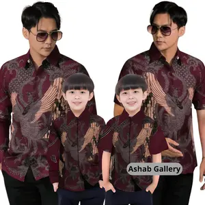 BAJU BATIK AYAH DAN ANAK COWOK MOTIF MANUK TARUNG1 Kemeja Batik Anak Laki-Laki Lengan Panjang Atasan Hem Pria Dewasa Fashion