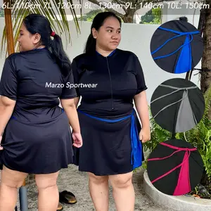 (JUMBO LD 150cm) BAJU RENANG ROK WANITA DEWASA JUMBO / BAJU RENANG JUMBO 10L 9L 8L / BAJU RENANG BIG SIZE BAHAN PREMIUM CEPAT KERING Muslim Panjang