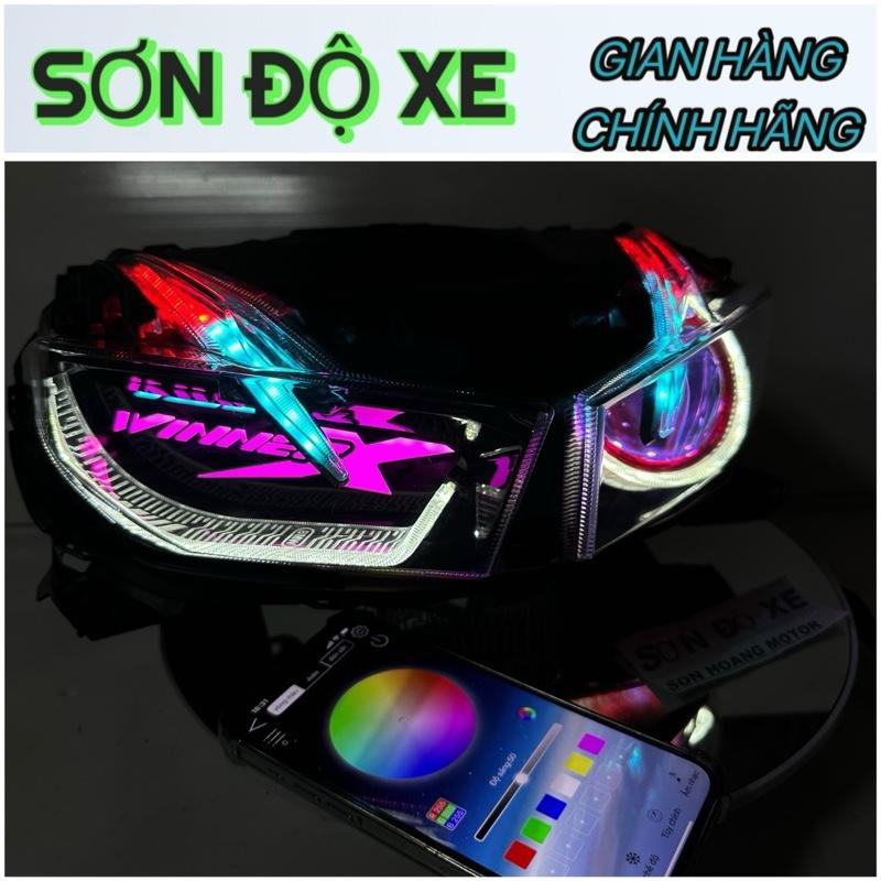 Pha Đèn Bi Cầu Winner X-V2-V3-V4 Độ Sẵn Bi Cầu 3.0 Công Xuất 70W , AuDi Đổi Màu + Mắt Quỷ App + Vòng 3D Trắng , Tặng Kèm Mạch Auto Pasing ( Bảo Hành 24 Tháng )