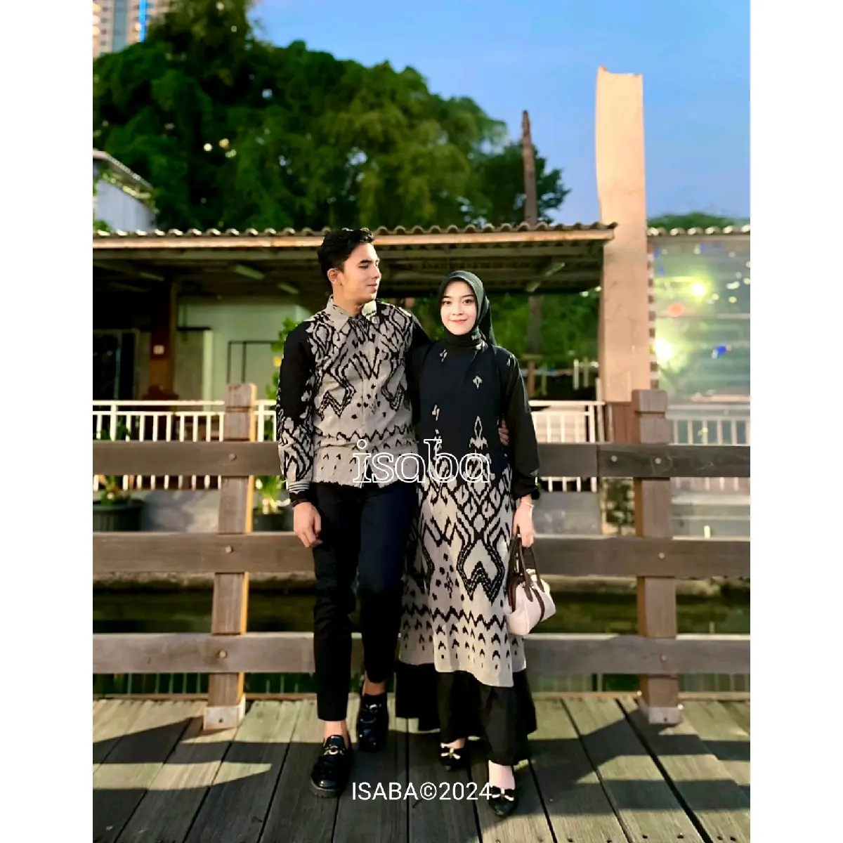 Isaba Baju Tenun Couple Kondangan Dress Karina Hitam Batik Pesta Lamaran Gamis Wanita Sarimbit Keluarga Setelan Pasangan Lebaran Panjang Aurora Remaja Polos Natal Katun Muslim Kain Kombinasi