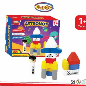 Mainan Balok Susun PLAYGO Karakter Mobil Polisi, Astronot Luar Angkasa, Damkar dan Polisi dengan 20 Pcs Balok Susun Bricks Toys Police Station | Kekinian