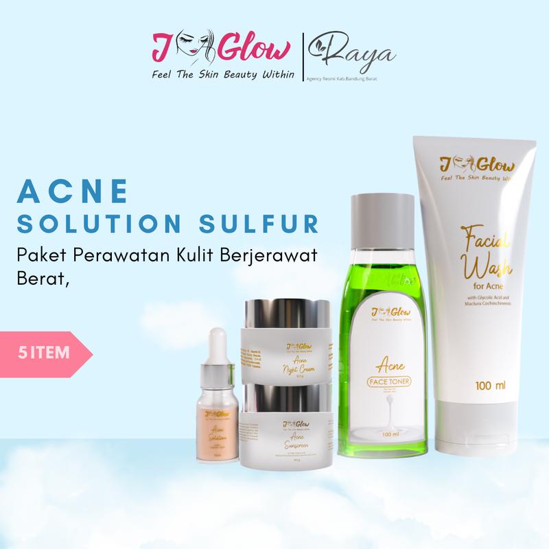Jglow Skincare Paket Extra Acne Sulfur Whitening Perawatan Pembersih Wajah Jerawat Berjerawat Berminyak  Pencerah  Muka Hitam 2