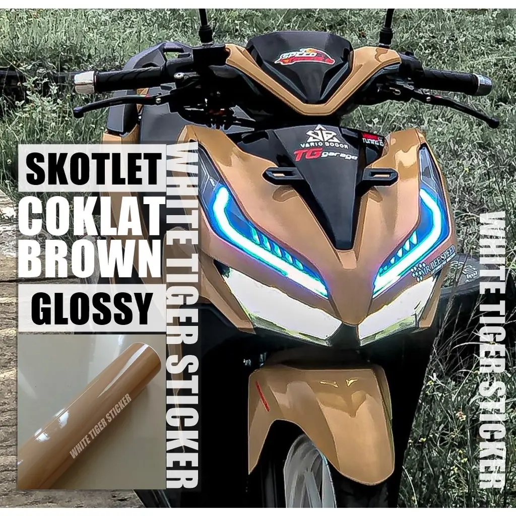 SKOTLET STIKER MOTOR COKLAT BROWN GLOSY SCOTLITE COKELAT GLOSSY SCOTAIT COKLAT GLOSY SKOTLET COKLAT GLOSY HARGA PROMO BISA COD