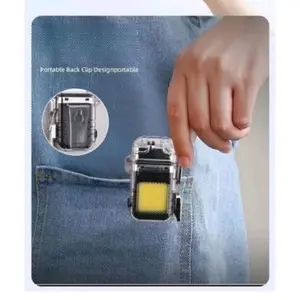 Waterproof Elektrik Korek + Senter Emergency Lampu Korek Elektrik Gantungan Kunci Korek Elektronik COB KOREK TRENDED