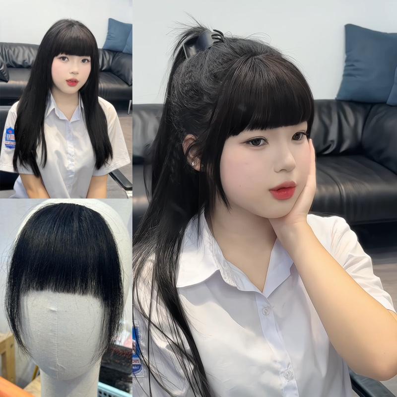 Tóc mái ngố dày vừa 2 ria ( tóc t. h. ậ t) by Dung Ji Nữ Wig ( lưu ý duỗi tóc mái trước khi dùng)