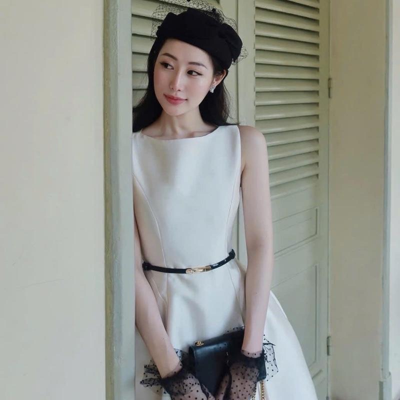 ￼ Đầm tafta sát nách dáng dài thanh lịch, đầm sang đi đám cưới, đầm dáng dài dự tiệc, đầm dự sự kiện 1