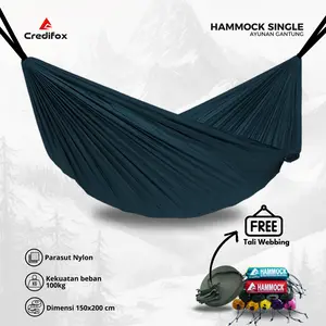 CREDIFOX Hammock Single Ayunan Camping Ukuran 150cm X 200cm - Ayunan Gantung Outdoor - Hamok Ayunan Gunung