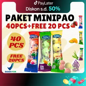 PAKET MARSHMELLOW MINIPAO 40PCS+FREE 20PCS TURUN HARGA MARSHMELLOW MINIPAO ANEKA RASA MANGGA STRAWBERRY PANDAN TERBARU HALAL RASA BUAH BUAHAN CEMILAN ANAK LUCU DAN SEHAT Candy Food Snack Jajanan  Paket Usaha Jajanan SD 1 DUS Jajanan Grosir