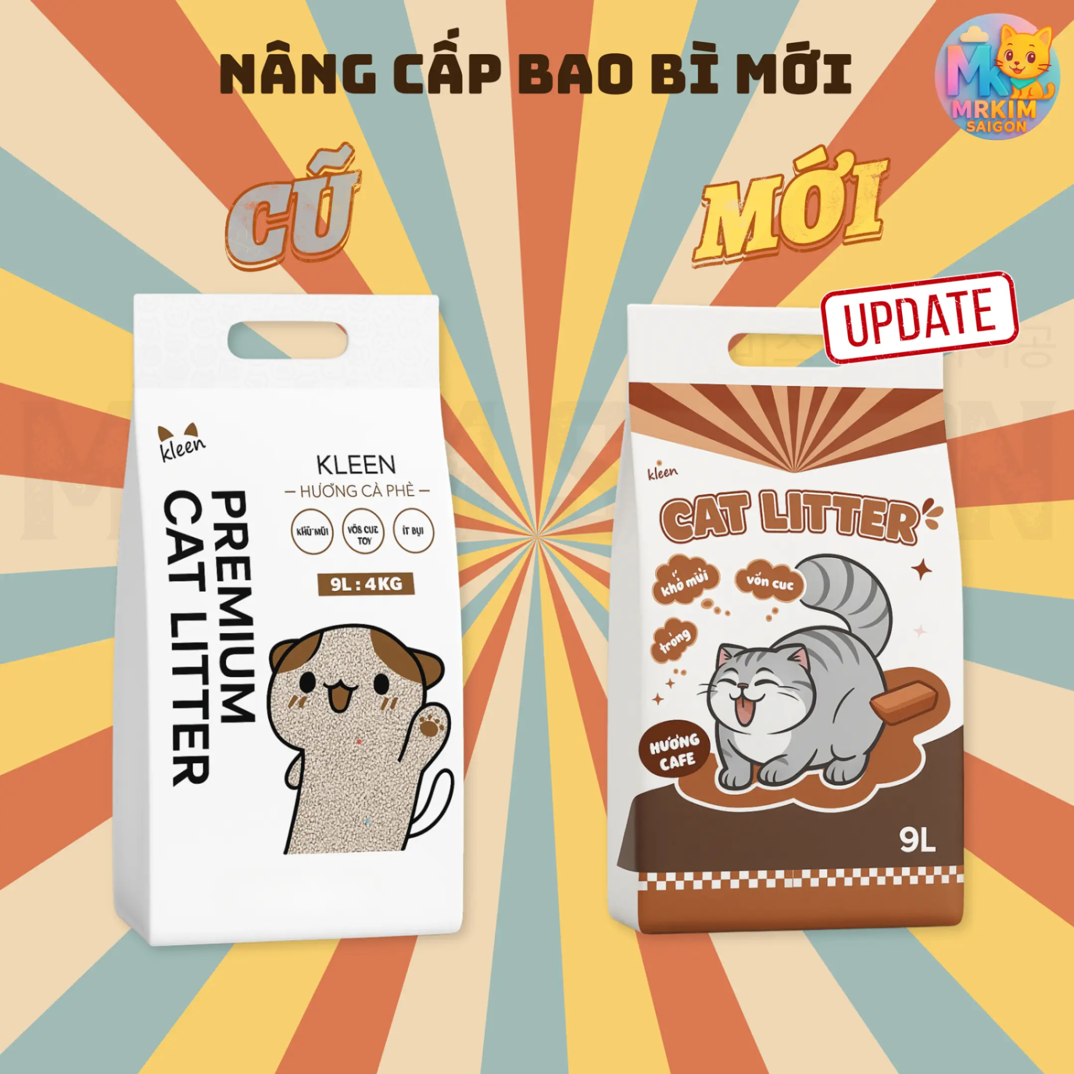 Cát Vệ Sinh Cho Mèo 9L/3.8Kg Cát Mèo Vệ Sinh Khử Mùi Diệt Khuẩn MrKim SaiGon đấtsét