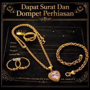 SET PERHIASAN WANITA LENGKAP LIONTIN PERMATA LOVE PREMIUM BERLAPIS EMAS MUDA ELEGAN DAPAT SURAT TOKO