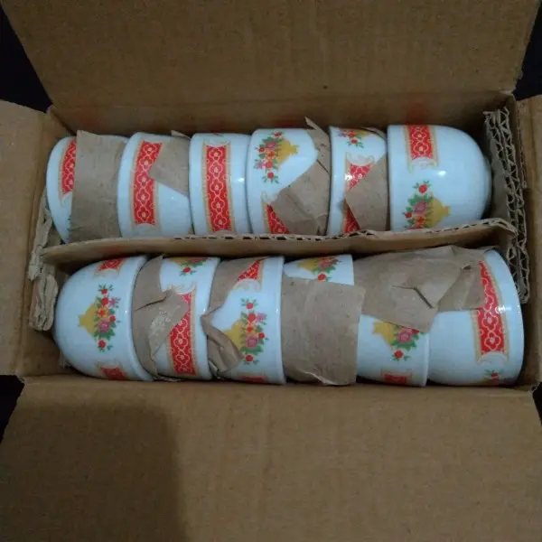 G✪7X CUP KUE LUMPANG KERAMIK/CETAKAN KUE MANGKUK TALAM CUP TEA 12 PCS TEBAL L㊚R6