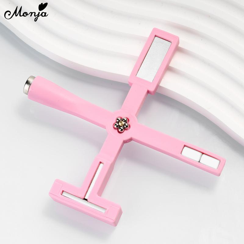 Dán nam châm móng tay Monja 5in1 màu hồng nam châm Gel Mắt mèo đa chức năng với mẫu dải đường 5D 9D dụng cụ làm móng tự làm