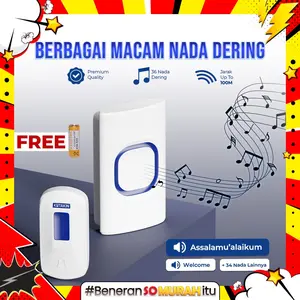 Bel Pintu Listrik Ringtone Assalamualaikum Welcome Bunyi Lantang Hingga 10 Meter Waterproof Merek KOTAKIN