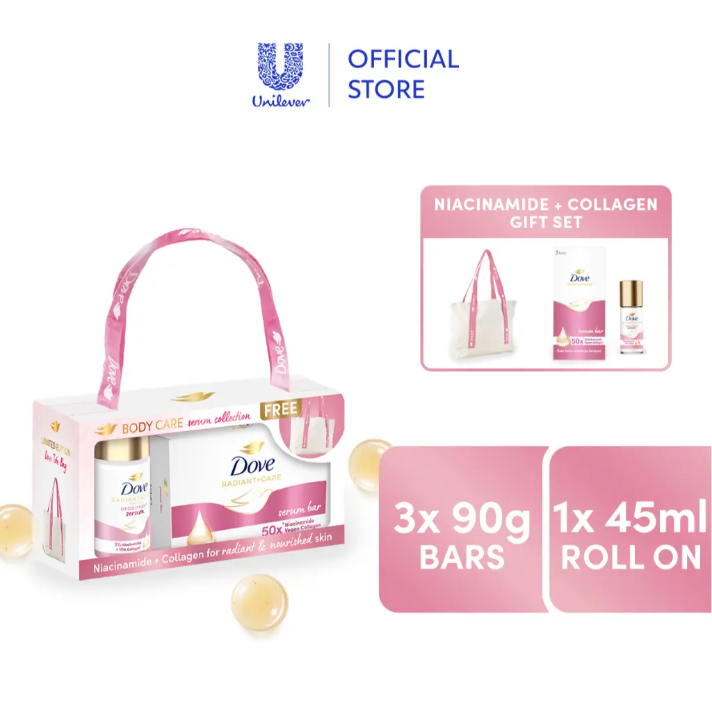 Dove Niacinamide + Collagen Body Care Serum Collection with FREE Dove Tote Bag 