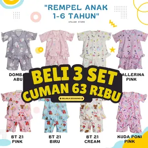 PROMO 3 SET Baju Tidur Anak Rempel Katun Polymicro (Usia 1-6 TH) // Lengan Pendek Celana Pendek