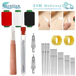 Set Alat Jahit Lengkap 34Pcs Set Jarum Pelubang Lengkap Perlengkapan Menjahit Rumah