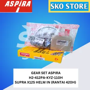 Gear Set H2-412PA-KYZ-110H Aspira Original Paket Gir,Rantai & Gir SUPRA X125 HELM IN (RANTAI 420H)