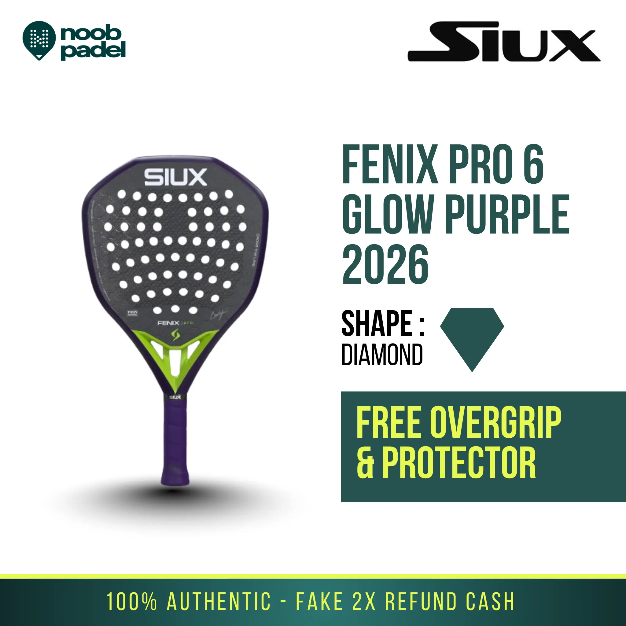 Siux Fenix Pro Glow Purple 2026 Racket Padel Raket