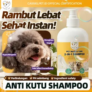 Cassiel Pet Anti Kutu & Jamur Shampoo Kucing Anjing  2 in 1 500ml  Total Protection Shampo Pelembut  Kutu Jamur Anti Tick Flea Scabies, Parasit, Alergi dan Radang Kulit Fungal Sampo Kelinci Hewan obat telinga kucing jamuran