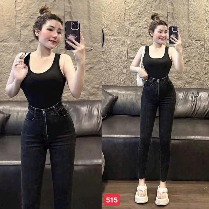 [26-32] Quần Jean Nữ  lưng cao hack dáng kiểu trơn  - Quần Bò Nữ chất denim mềm mại co giãn phong cách trẻ trung cá tính - JN515