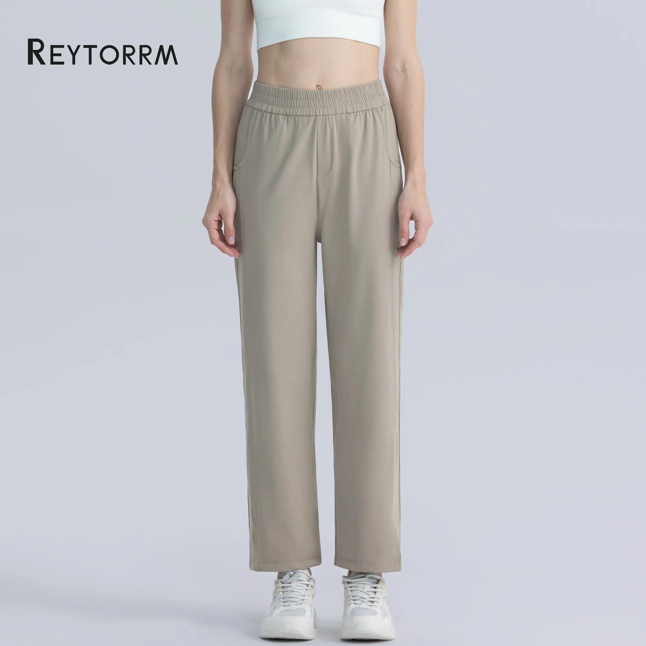 Reytorrm Celana Kasual Wanita Olahraga HighWaist Celana Lurus Wanita Yoga Pants Celana Running Wanita Celana Joging.（CK014）